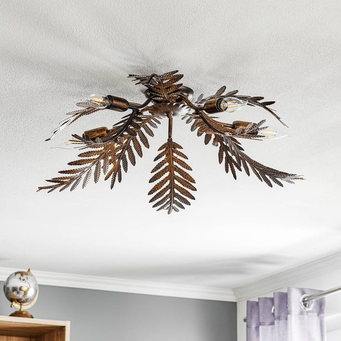 ONLI Plafondlamp Felce als varen in brons, Ø 75 cm