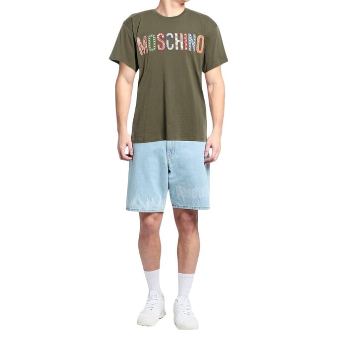 Moschino Heren Geborduurd T-shirt met logo (Groen)