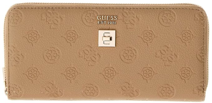 GUESS portemonnee Ella Logo SLG Zip Around Beige Logo Taupe