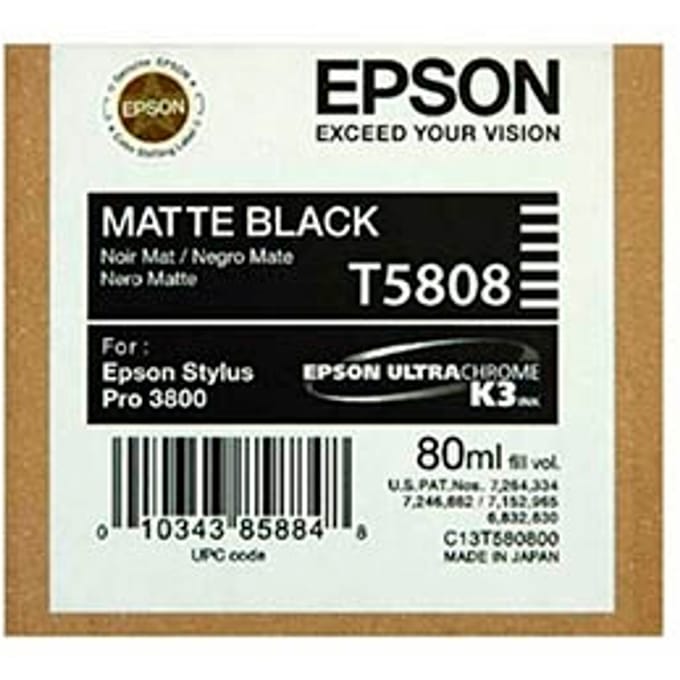 Epson T5808 inktcartridge mat zwart (origineel)