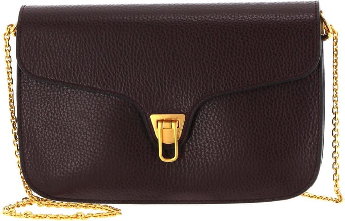 COCCINELLE Leren Schoudertas Beat Soft Crossbody Darkbrown Donkerbruin