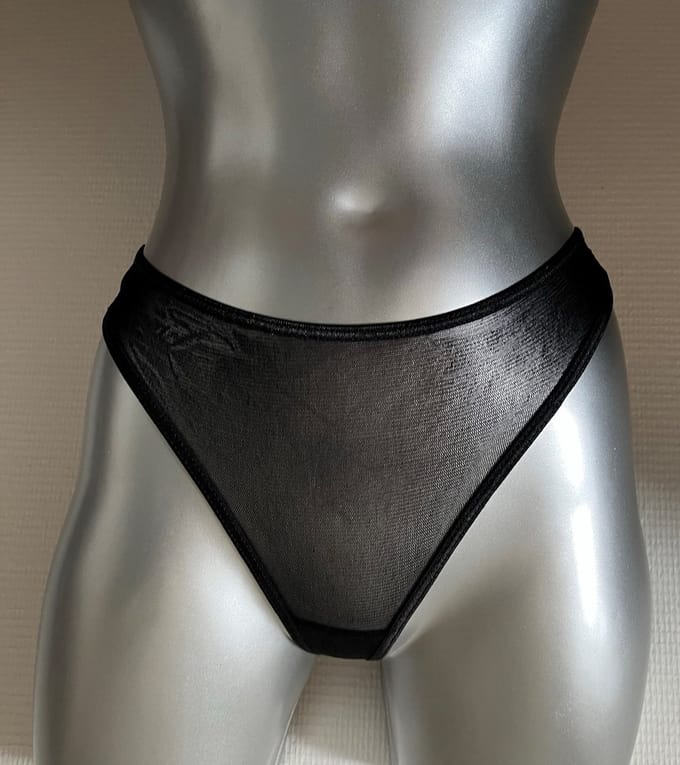 Pretty Polly Slip - String - Katoen Kruisje - Doorzichtig - Small - Zwart