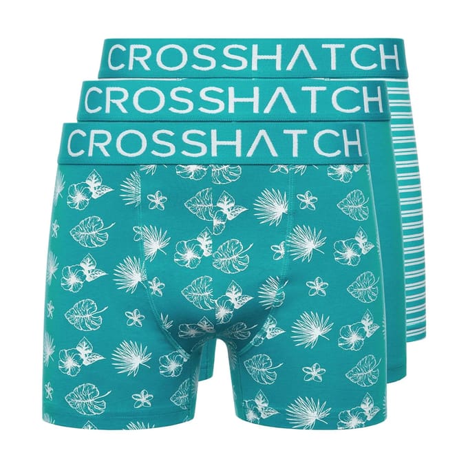 Crosshatch Heren Hovland Boxershorts (Set van 3) (Tropisch Groen)
