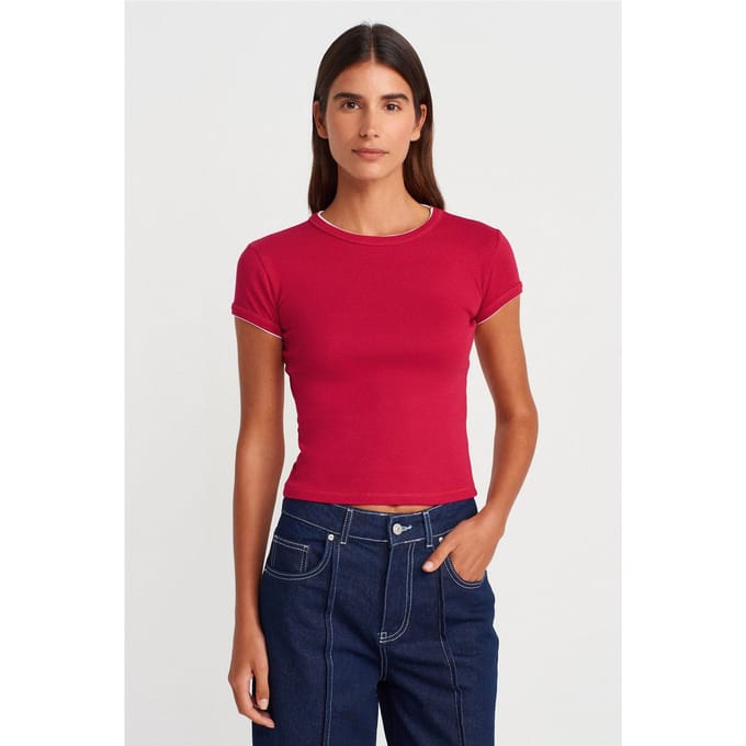 Dames Slim Fit Katoenen Cropped T-Shirt