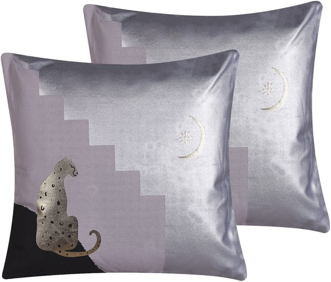 DIGITALIS - Sierkussen set van 2 - Grijs - 45 x 45 cm - Katoen