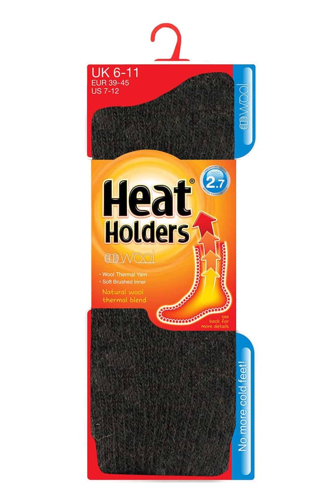 Heat Holders - 2,7 tog thermo wollen sokken voor heren - Houtskool