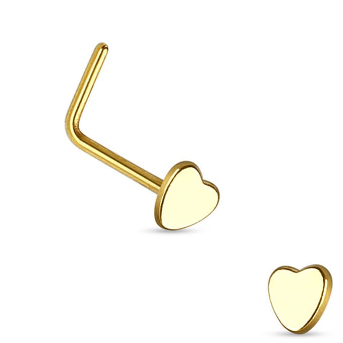 Neuspiercing L-bend hart massief 0.8x6x3 - goud - LMPiercings
