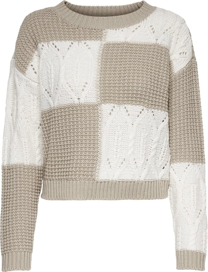Jacqueline de Yong Trui Jdyjusty L/s Mix Structure Pullover 15276930 Cement/cement Dames Maat - M