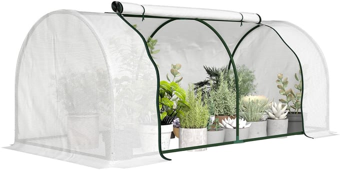 Outsunny Mini kas-PE, staal-200L x 100B x 80H cm-Wit