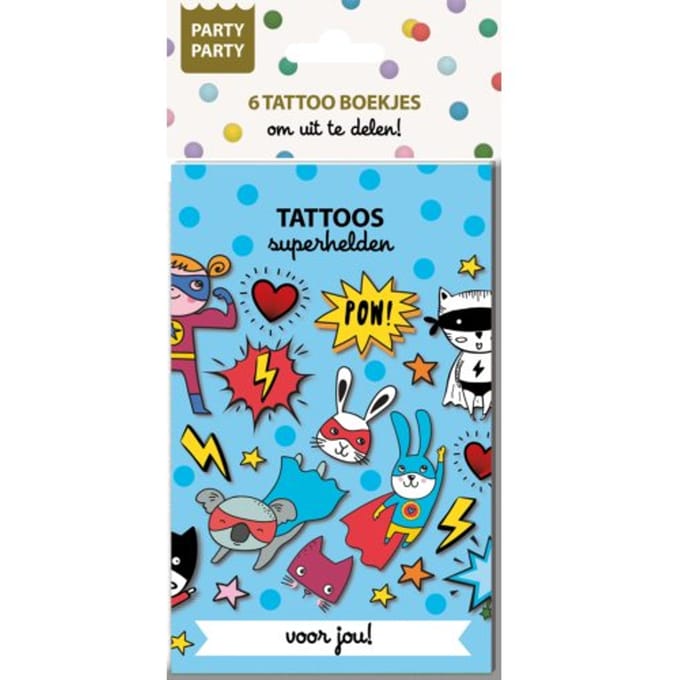 Party Party 6 Tattoo Boekjes - Superhelden - Interstat