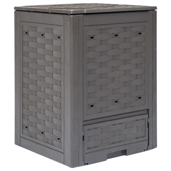 vidaXL - Compostbak - 300 - L - 60x60x83 - cm - kunststof - rattan - bruin