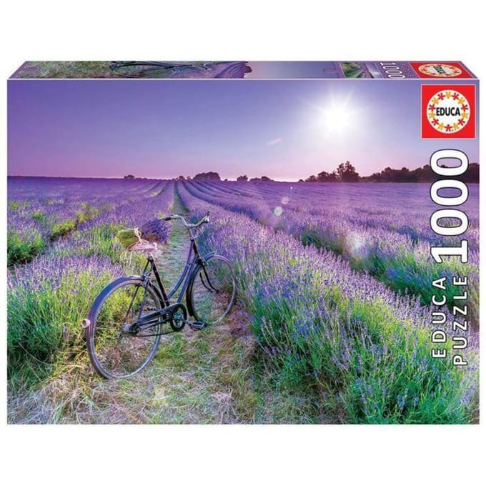 Educa puzzel fiets lavendelveld 1000 stukjes voor volwassenen.
