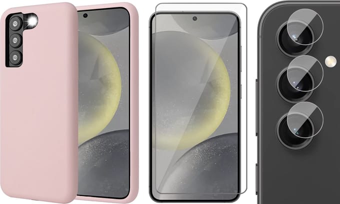 Hoesje geschikt voor Samsung Galaxy S24 Plus - Screenprotector Glas & Camera - Mat Back Case Roze