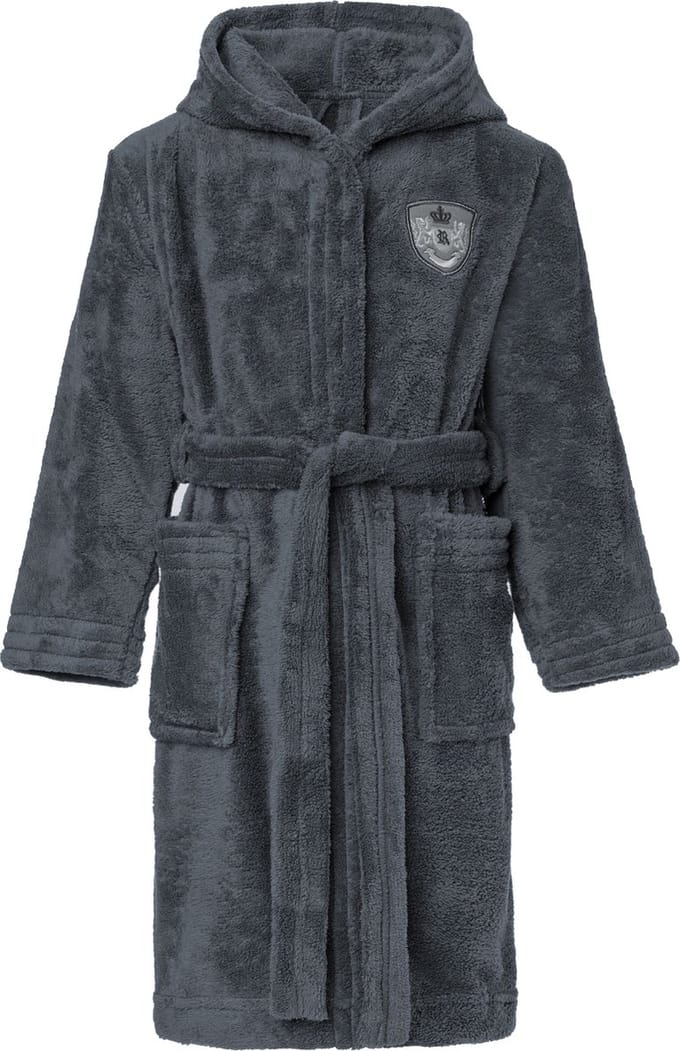 L&L Kinderen Badjas met Capuchon - Wasmachine bestendig - Polyester - LL-FrankNew - Grafiet - 110-116