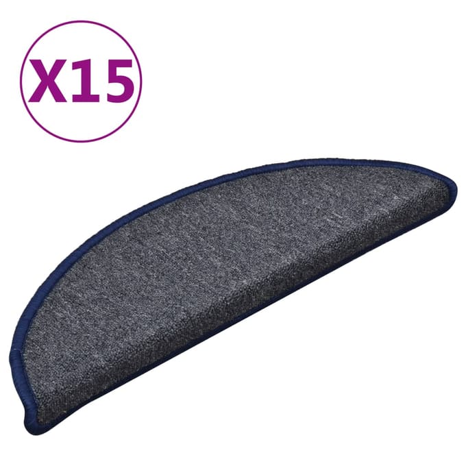 vidaXL - Trapmatten - 15 - st - 56x17x3 - cm - donkergrijs - en - blauw - halfrond