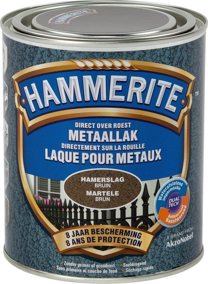 Hammerite Metaallak Hamerslag - Bruin - Bruin - 750 ml - 10 m²/l - Afwerkingslaag