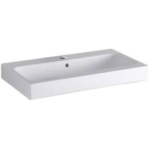 Geberit ICon wastafel - 75x48.5x15.5cm - 1 wasbak - 1 kraangat Midden - met overloopgat - keramiek - glans wit