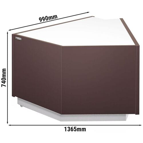 GGM Gastro Eck-Kassentisch RIGA - 1180mm - 45° Außen Wit / Bruin