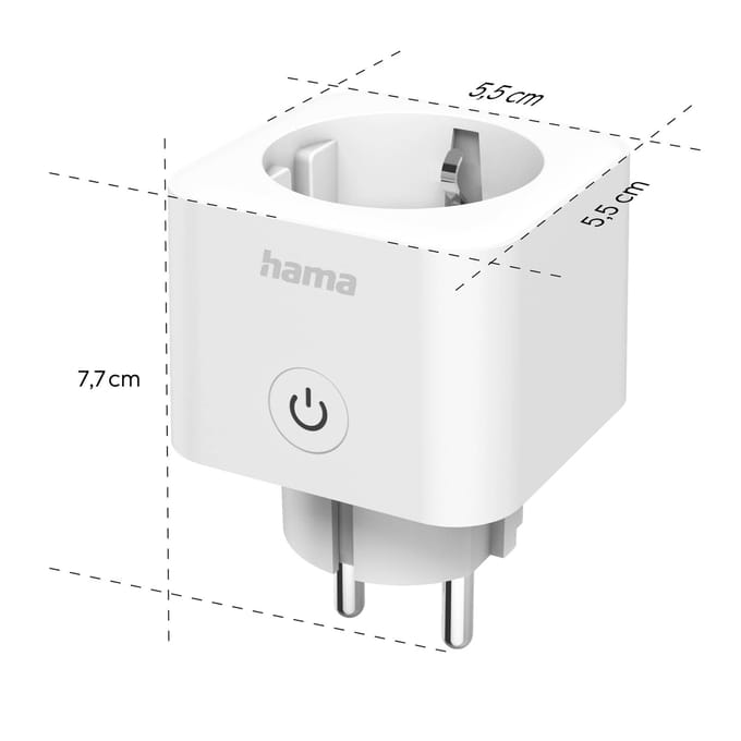 Hama Smarte WLAN-Steckdose, Matter, sprach- u. appgesteuert, nachrüstbar, 3.680W Stopcontact