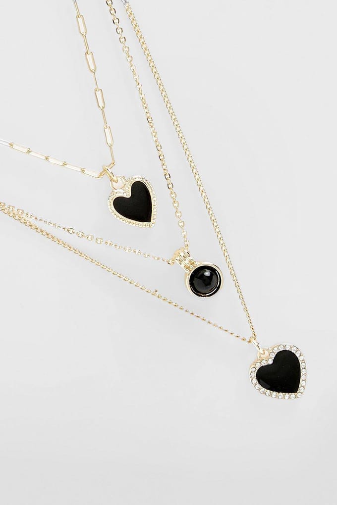 boohoo Dames Drieketen Hartbedelketting | Goud