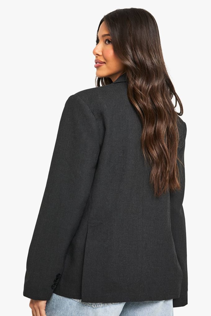 boohoo Dames Marl Dubbelgebreulde Maatwerk Blazer | Houtskool | Maat: Medium