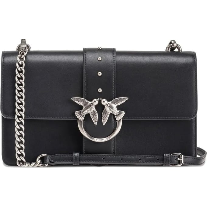 PINKO schoudertas Love One Classic ST. CL. Nero - Old Silver zwart