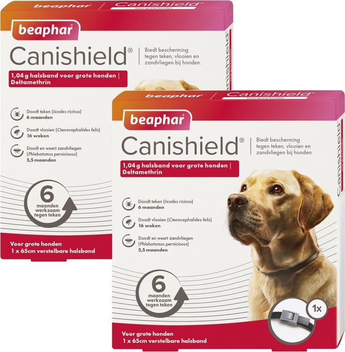 Beaphar Canishield Parasietenband Hond - Anti vlooien en tekenmiddel - 2 x per stuk Groot