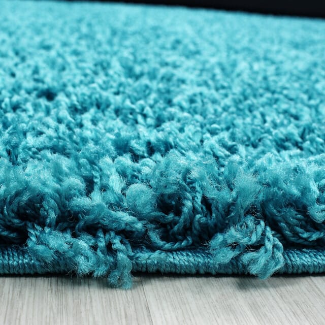 Muratap Basic shaggy vloerkleed turquoise hoogpolig- 60x110 cm