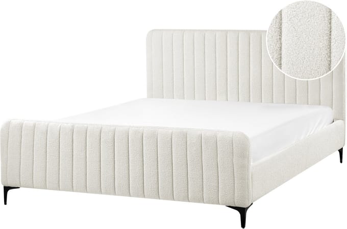 LUNAN - Tweepersoonsbed - Gebroken wit - 160 x 200 cm - Bouclé