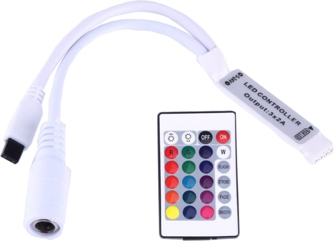 Mini RGB LED Controller met 24 toetsen afstandsbediening DC 5-24V(White)
