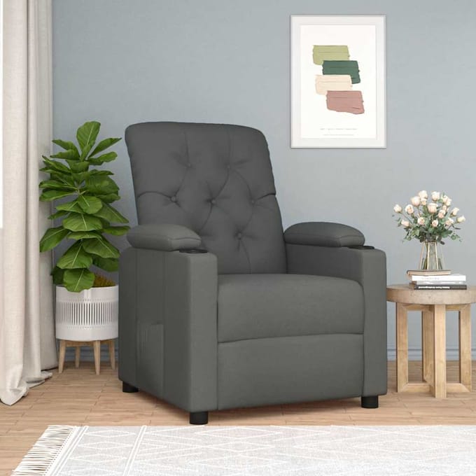 vidaXL - Fauteuil - verstelbaar - stof - donkergrijs