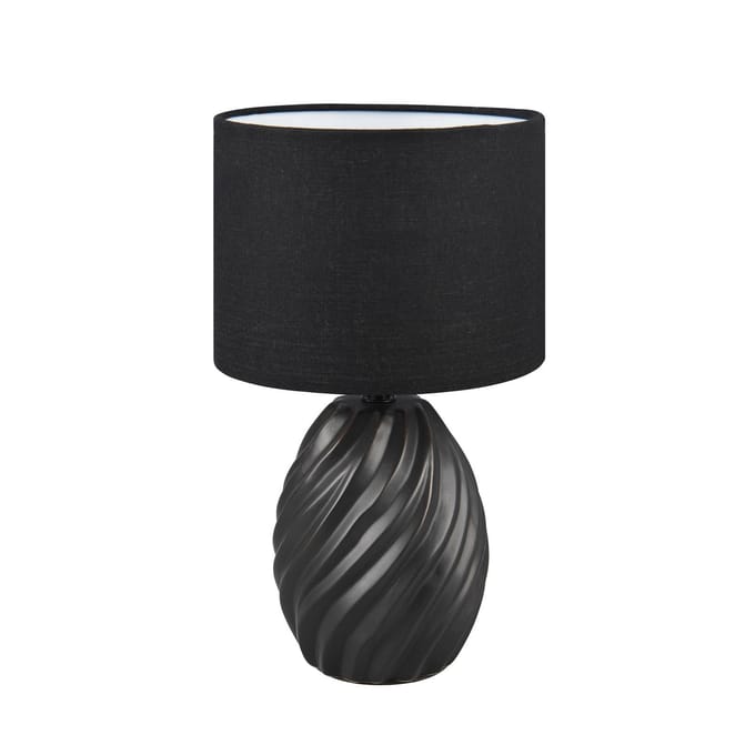 Reality Leuchten Melva tafellamp, mat zwart, Ø 18 cm, keramiek, E14