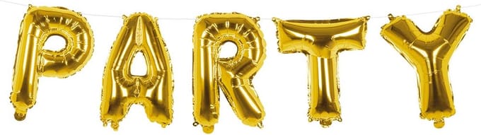 Boland - Folieballonslinger 'Party' goud - Multi - Letterballon
