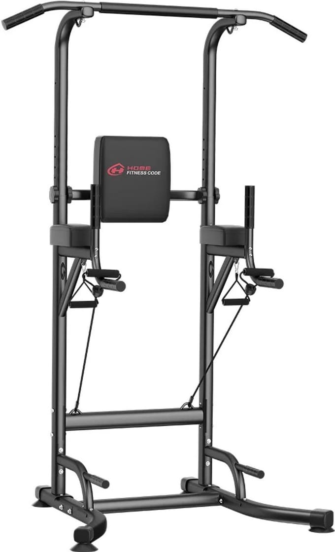 NordHaus Power Tower - Multifunctionele Dipstation - Optrekstang - Verstelbare Krachttraining voor Thuis - Zwart
