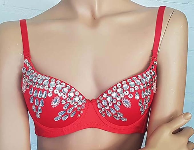 BH rood met grote strass stenen Cup C