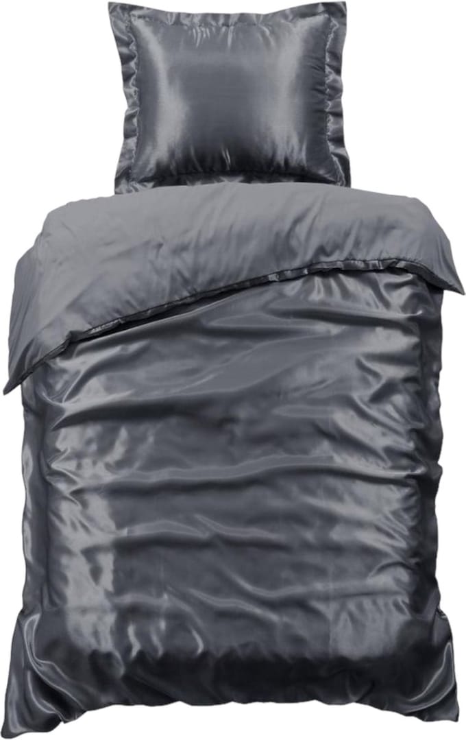 Beauty Silk Dekbedovertrek - 140x200/220 - Glans Satijn - Antraciet