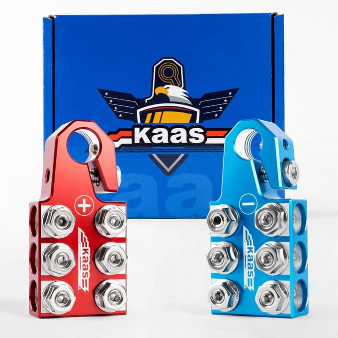 Kleurcode batterij aansluitingen set voor voertuigen, 12-weg terminal, 8AWG tot 4/0