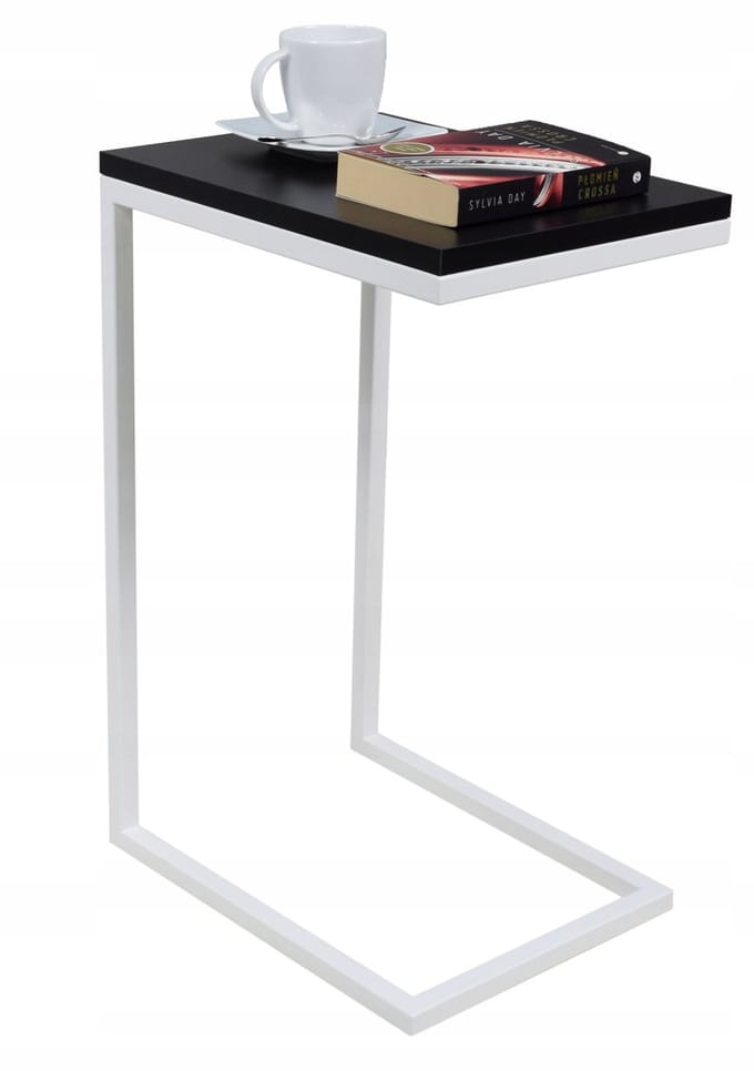 FutuStal - Bijzettafel - Wit Mat - Zwart - Stalen Frame
