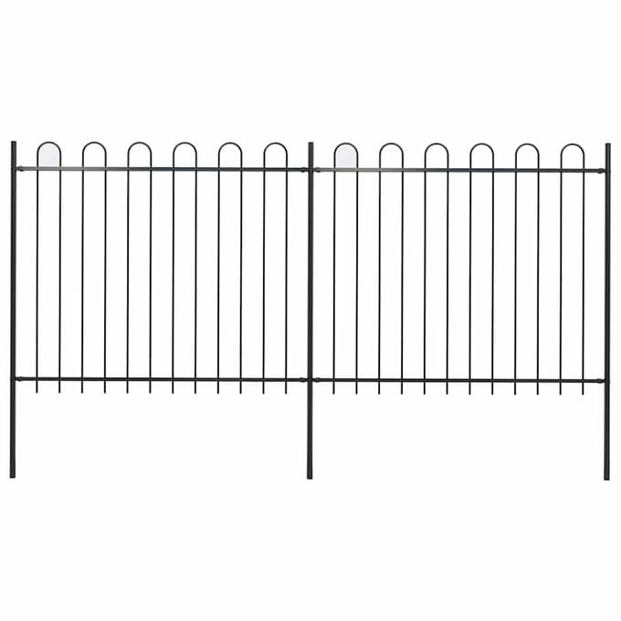 vidaXL - Tuinhek - met - ringtop - staal - 337x150 - cm - zwart