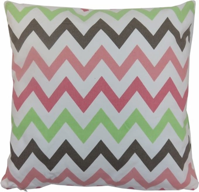 Kussen Multi Zigzag Strawber | 45 X 45 | Sierkussen Voor Woonkamer Of Slaapkamer