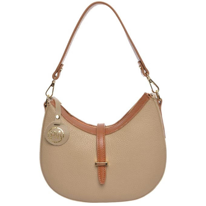 Roberta M Beige Rundleer Tas