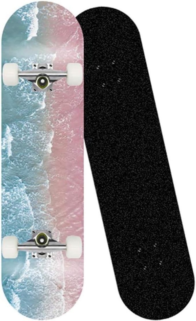 Compleet Skateboard - Cruiser Trick Board - Stunts en Tricks - Dubbele Kick Concave - 31 x 8 inch - Naturel