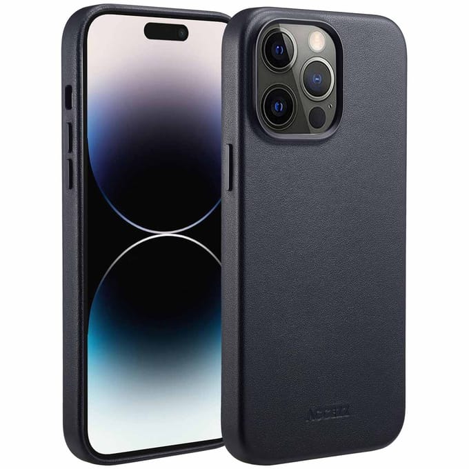 Accezz Hoesje - Geschikt voor iPhone 14 Pro Max - geschikt voor MagSafe Leather Backcover - Black