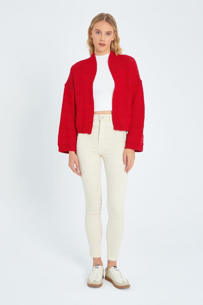 V-hals Geribbelde Brei Vest