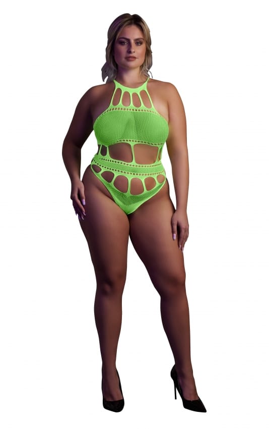 Body met Griekse Halslijn - Plus Size - Neon Groen
