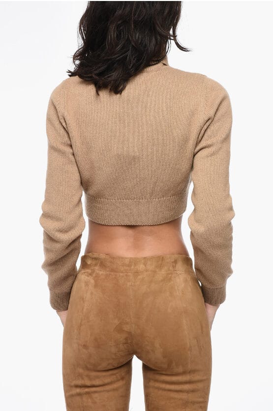 Geborduurde cropped SUNSET coltrui in beige