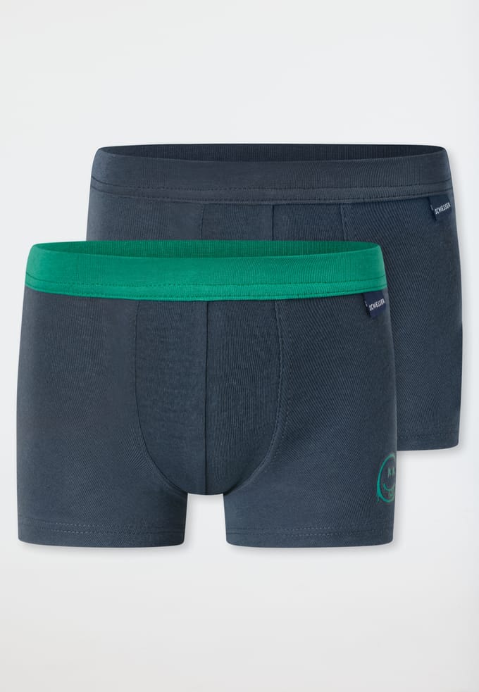 Shorts, set van 2, Smiley donkerblauw - Fine Rib 92