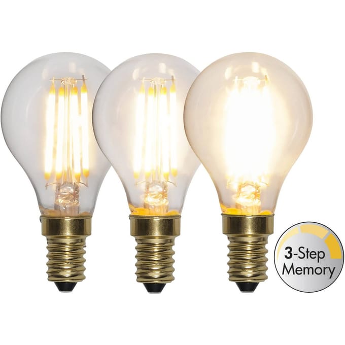 3 standen - Standaard bol - E14 - 4W - Super Warm Wit <2200K - Filament - Helder