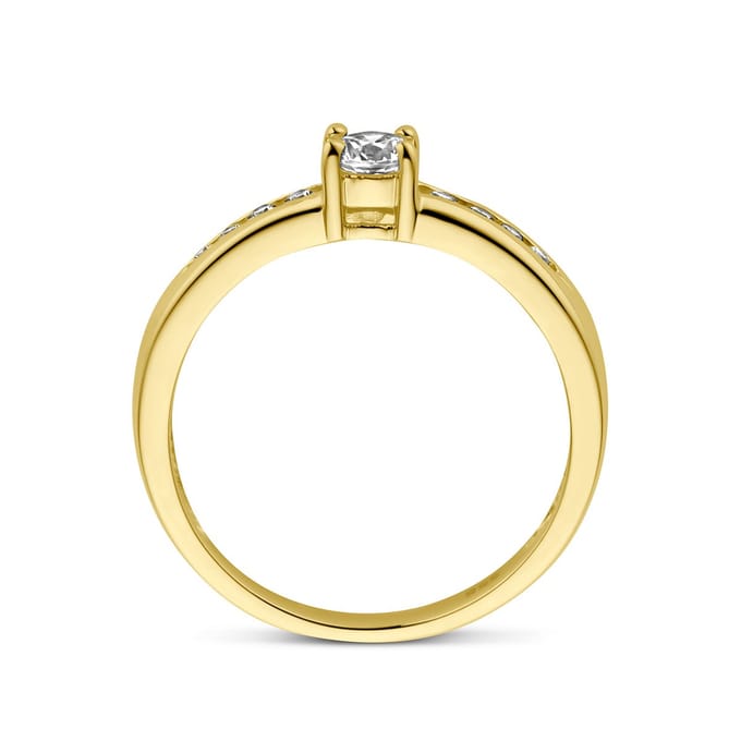 The Jewelry Collection Ring Zirkonia - Geelgoud
