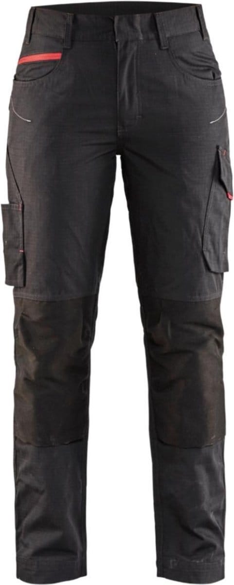 Blaklader Dames service werkbroek met stretch 7195-1330 - Zwart/Rood - C42